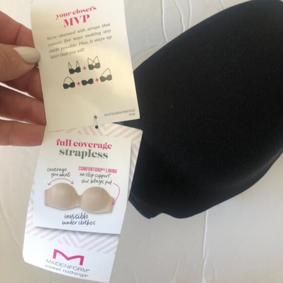 Sweet Nothings Women's Maidenform No Slip Smooth Look Strapless Black Bra - Picture 7 of 9